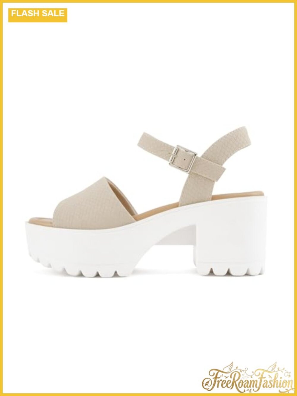 Chunky Platform Sandals Adjustable Ankle Strap Open Toe Lug Sole Block Heel
